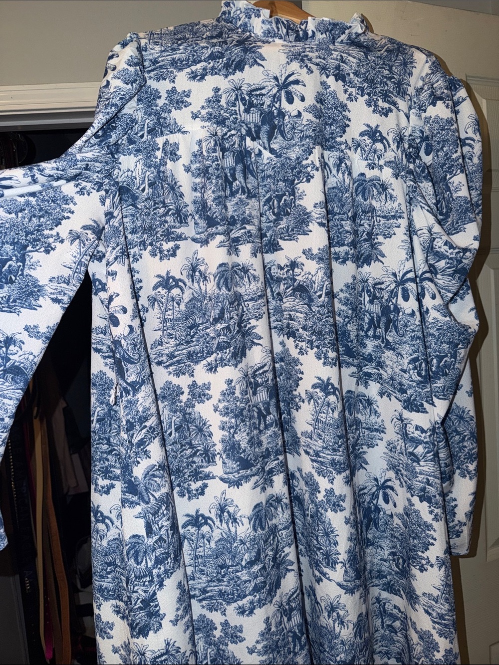Blue Toile Print Women's Skirt